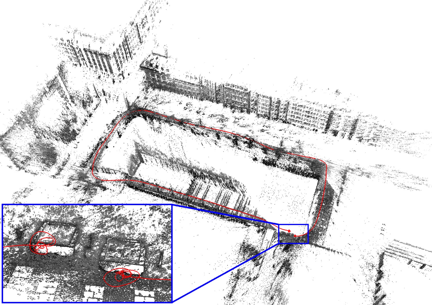 DSO：建筑物场景的稀疏三维重建与轨迹（1分40秒视频）